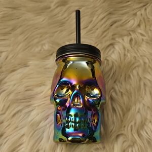 Iridescent Skull Tumbler Cup w/ Straw & Lid | 16.9 oz | Holographic Finish
